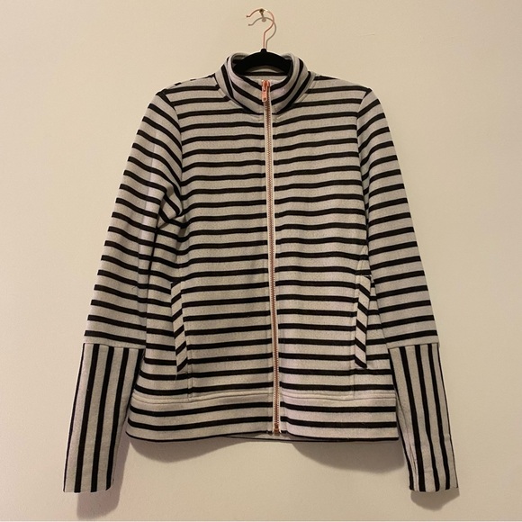 Chaser Small Striped Black White Zip Up Sweatshirt - Picture 9 of 13